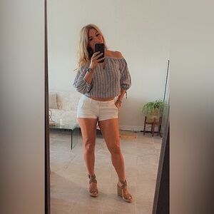 Rebecca Taylor Crop Cold Shoulder Blouse